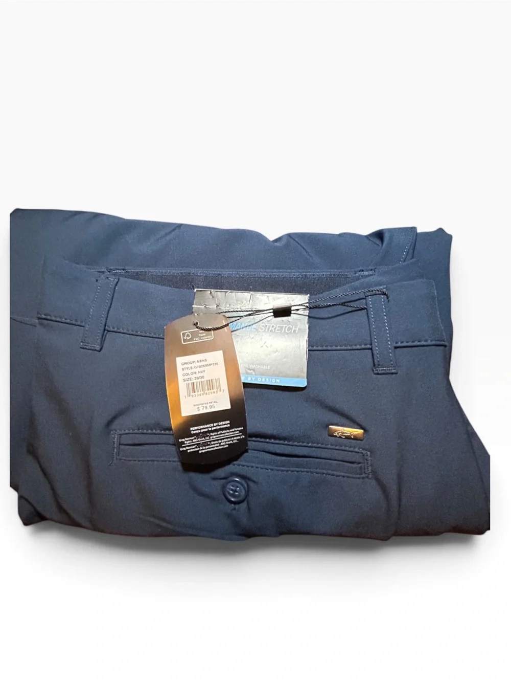 Greg Norman Collection Dark Navy Performance Flat Front Pants